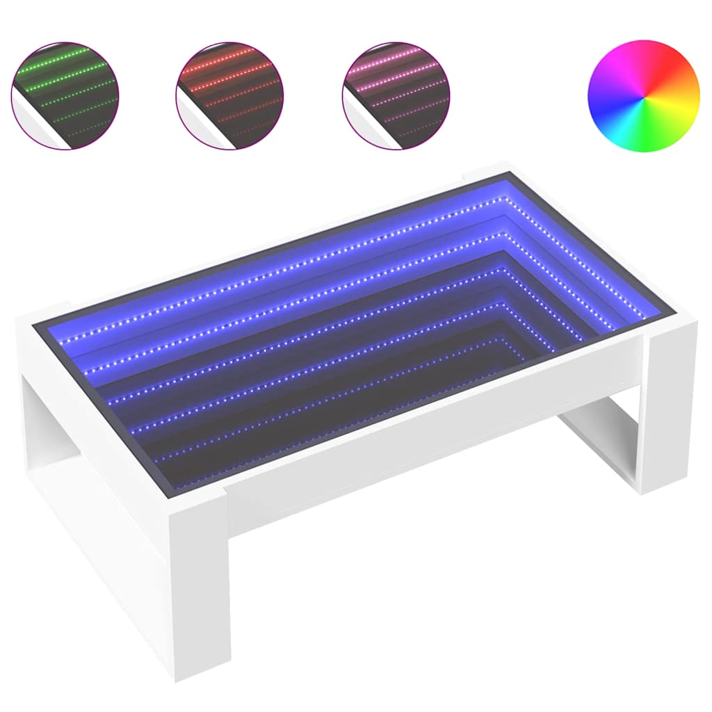 Tavolino da Salotto con LED Infinity Bianco 90x53x30 cm | homemem39