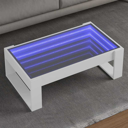 Tavolino da Salotto con LED Infinity Bianco 90x53x30 cm | homemem39