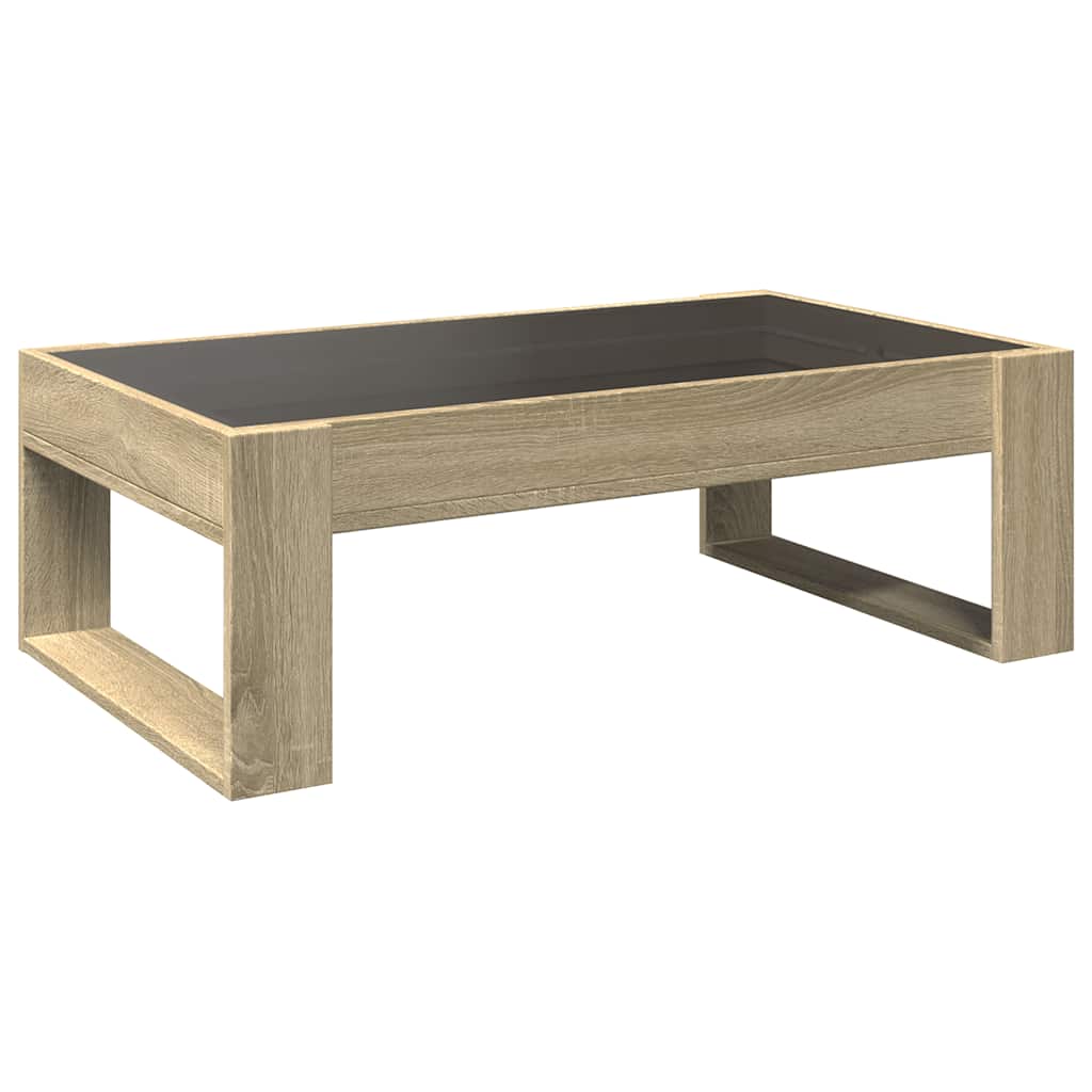 Tavolino da Salotto con LED Infinity Rovere Sonoma 90x53x30 cm | homemem39