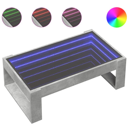 Tavolino da Salotto con LED Infinity Grigio Cemento 90x53x30 cm | homemem39