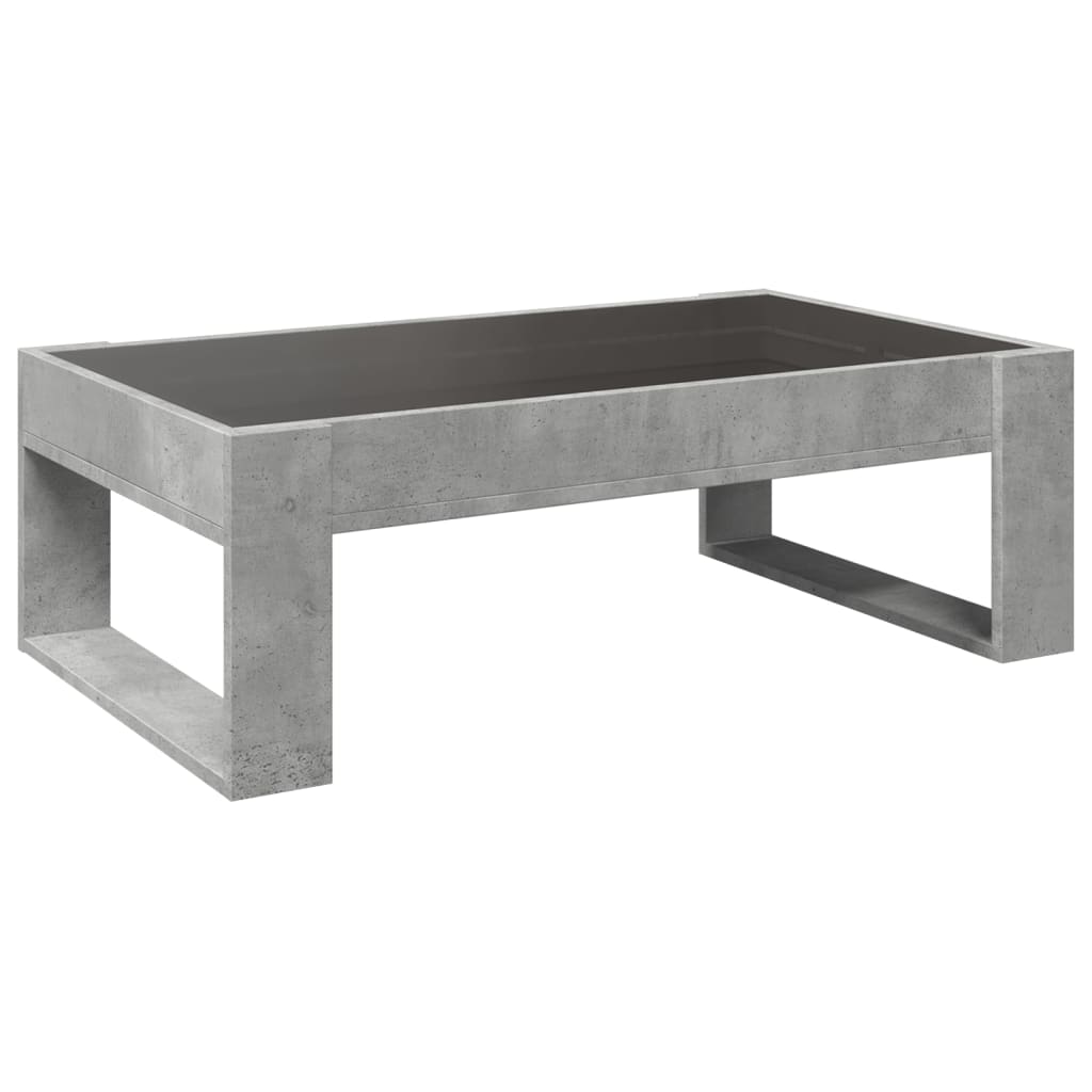 Tavolino da Salotto con LED Infinity Grigio Cemento 90x53x30 cm | homemem39