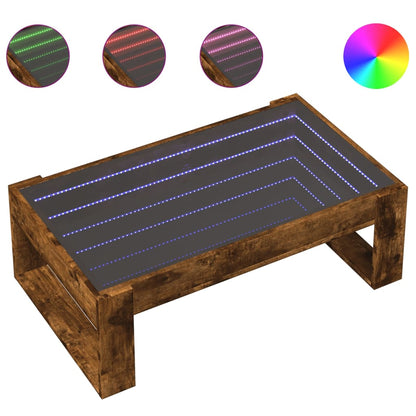 Tavolino da Salotto con LED Infinity Rovere Fumo 90x53x30 cm | homemem39