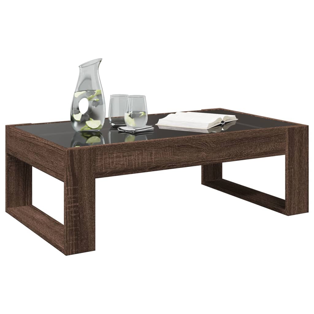 Tavolino da Salotto con LED Infinity Rovere Marrone 90x53x30 cm | homemem39