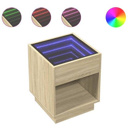 Tavolino da Salotto con LED Infinity Rovere Sonoma 40x40x50 cm | homemem39
