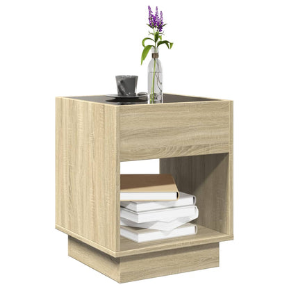 Tavolino da Salotto con LED Infinity Rovere Sonoma 40x40x50 cm | homemem39