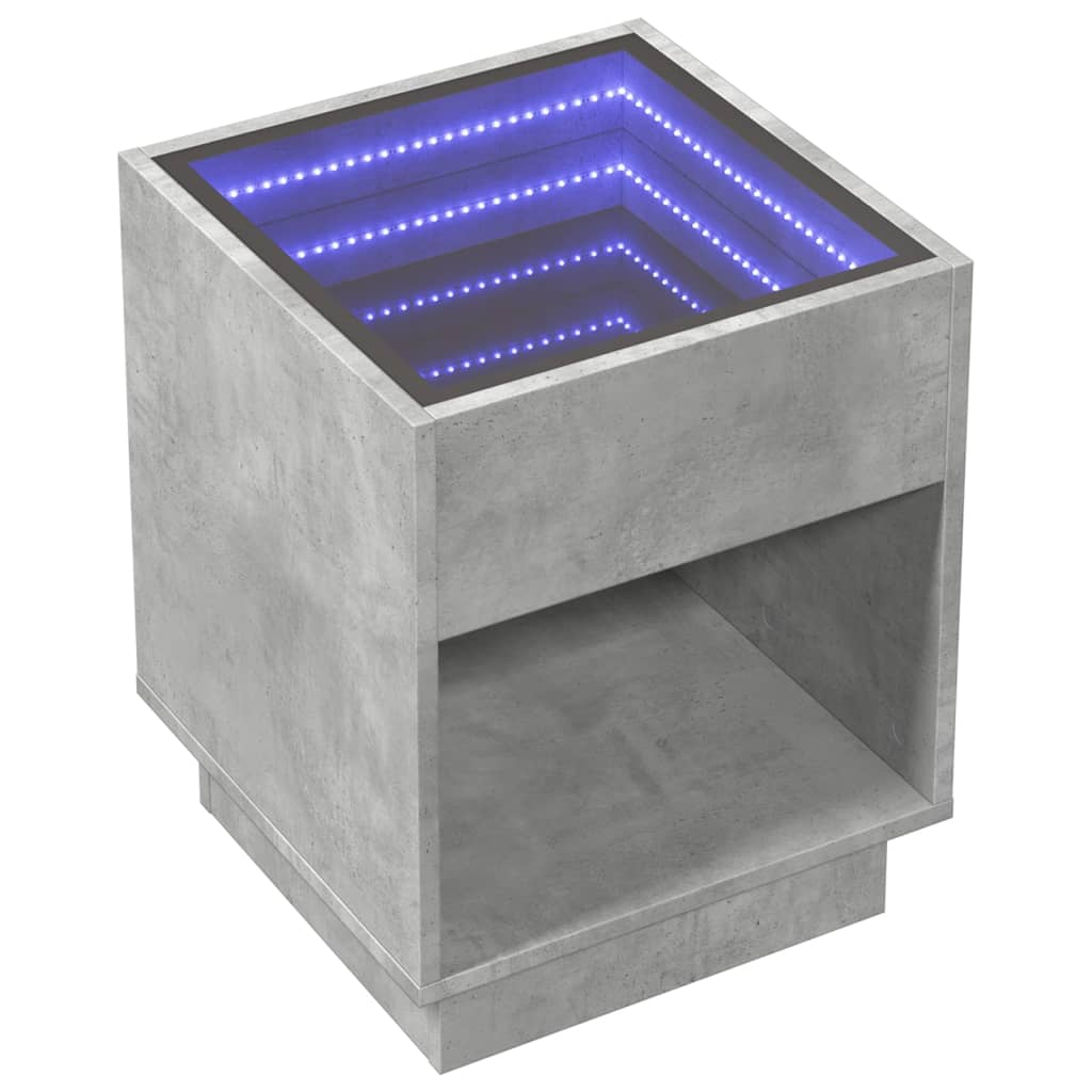 Tavolino da Salotto con LED Infinity Grigio Cemento 40x40x50 cm | homemem39