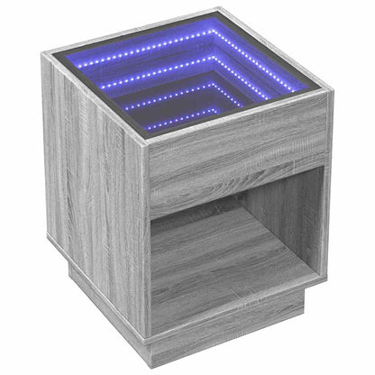 Tavolino da Salotto con LED Infinity Grigio Sonoma 40x40x50 cm | homemem39