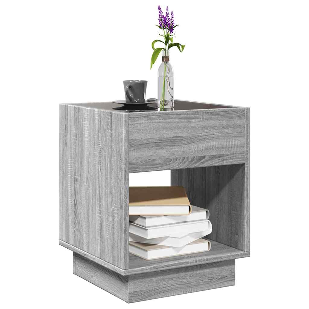 Tavolino da Salotto con LED Infinity Grigio Sonoma 40x40x50 cm | homemem39