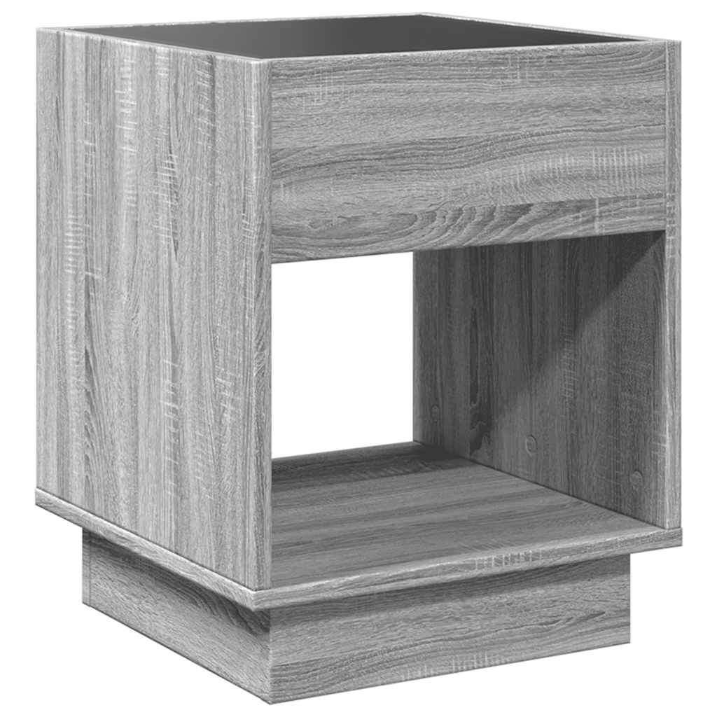 Tavolino da Salotto con LED Infinity Grigio Sonoma 40x40x50 cm | homemem39