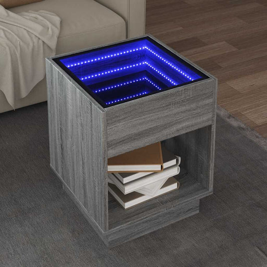 Tavolino da Salotto con LED Infinity Grigio Sonoma 40x40x50 cm | homemem39
