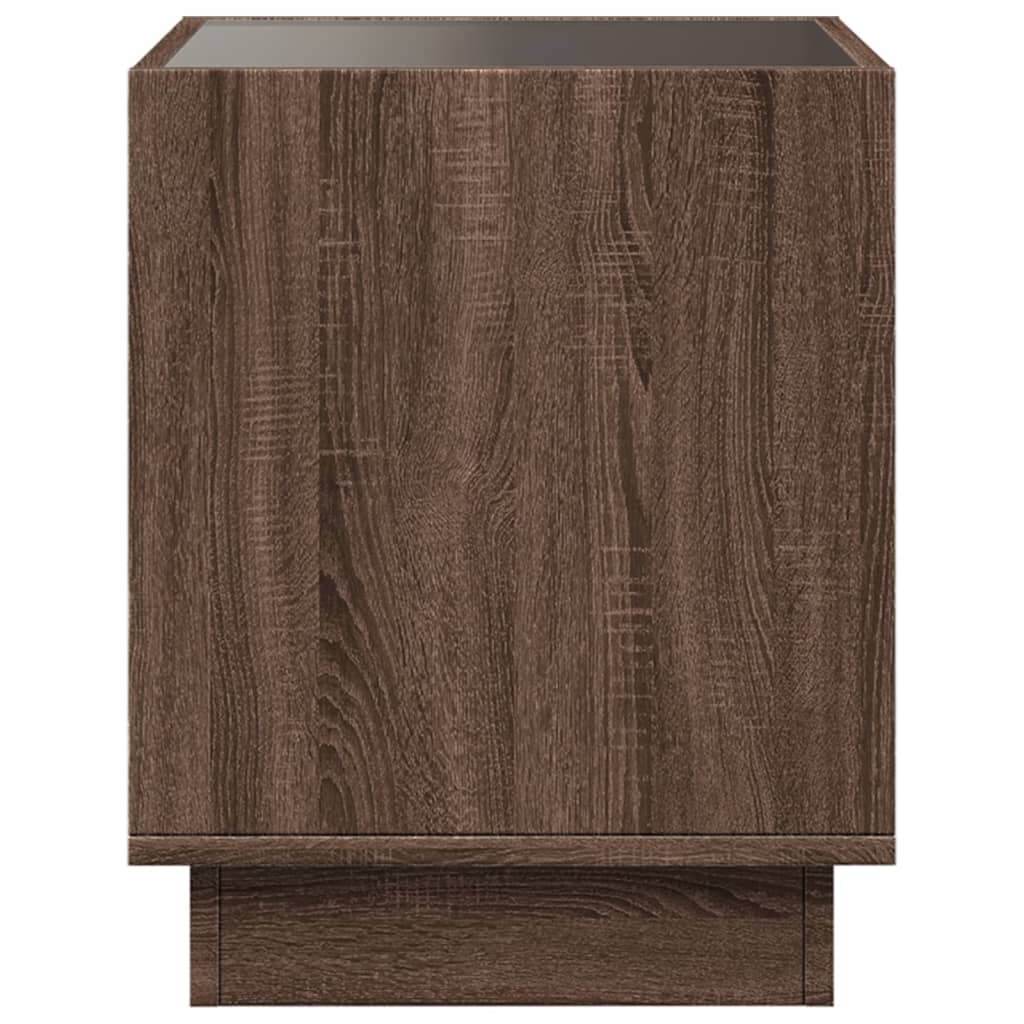 Tavolino da Salotto con LED Infinity Rovere Marrone 40x40x50 cm