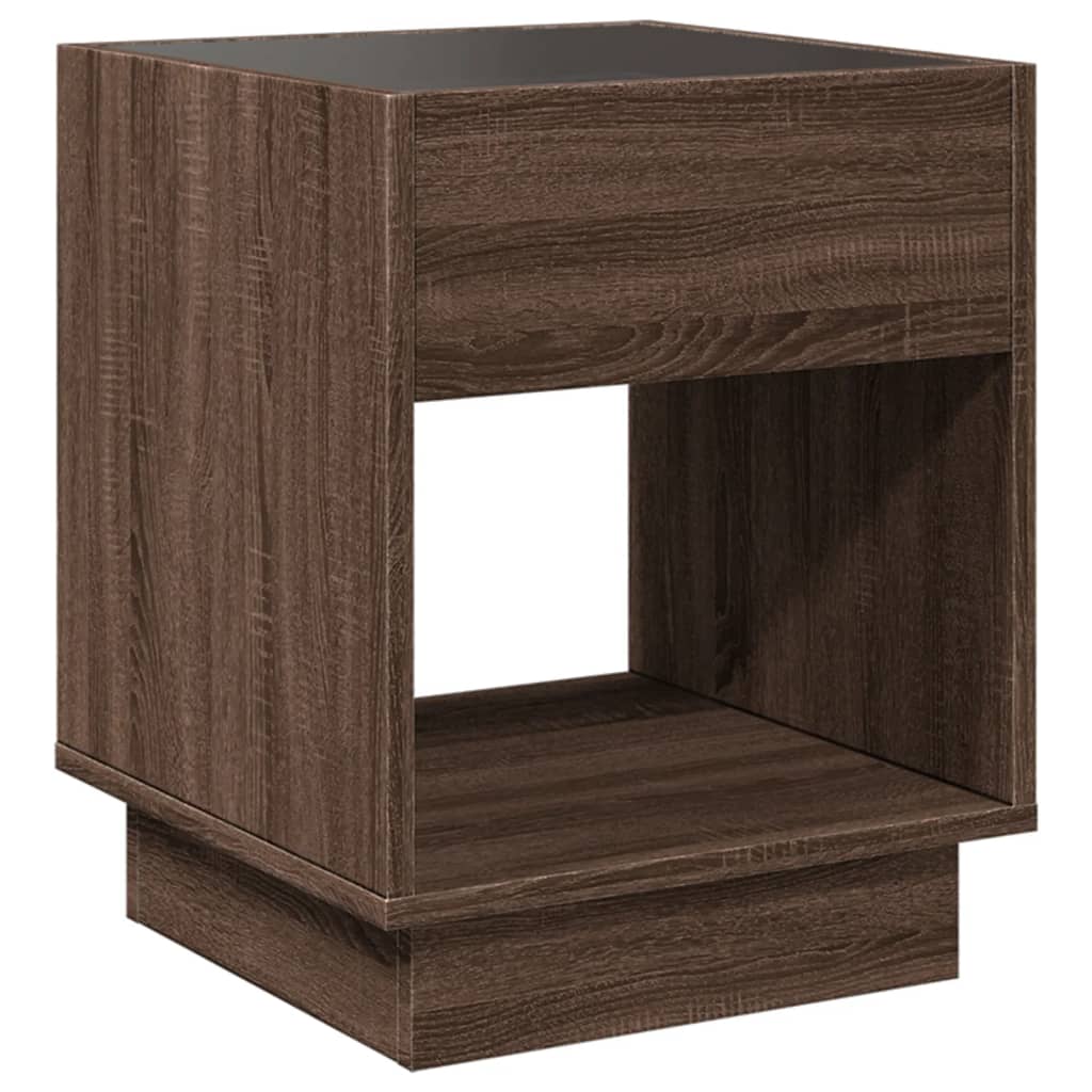 Tavolino da Salotto con LED Infinity Rovere Marrone 40x40x50 cm