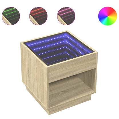 Tavolino da Salotto con LED Infinity Rovere Sonoma 50x50x50 cm | homemem39