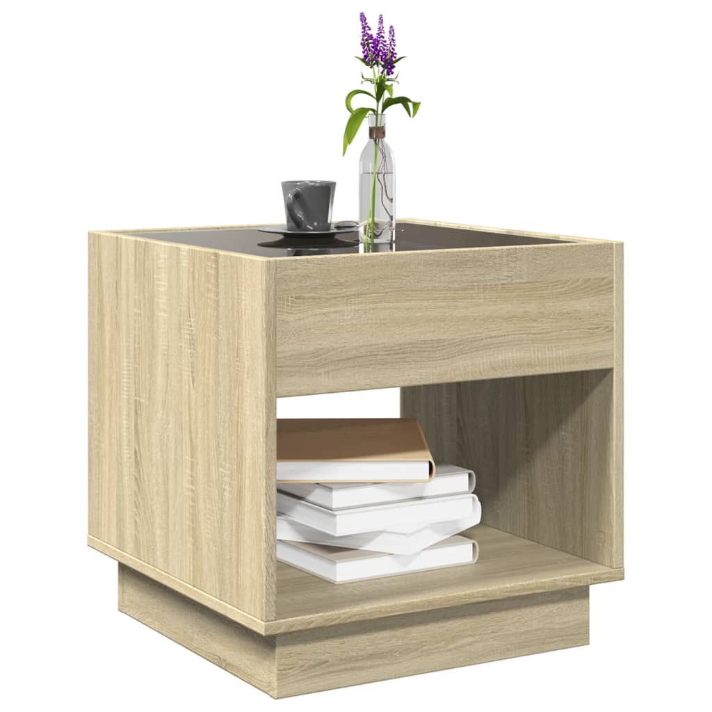 Tavolino da Salotto con LED Infinity Rovere Sonoma 50x50x50 cm | homemem39