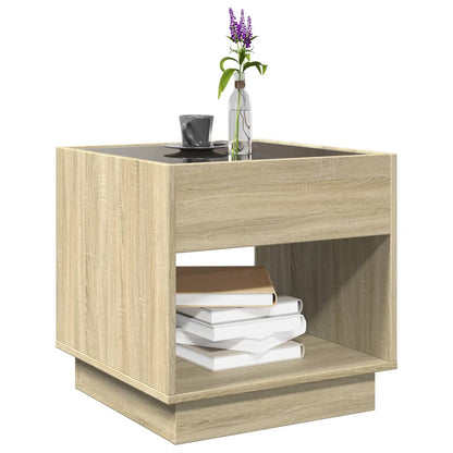 Tavolino da Salotto con LED Infinity Rovere Sonoma 50x50x50 cm