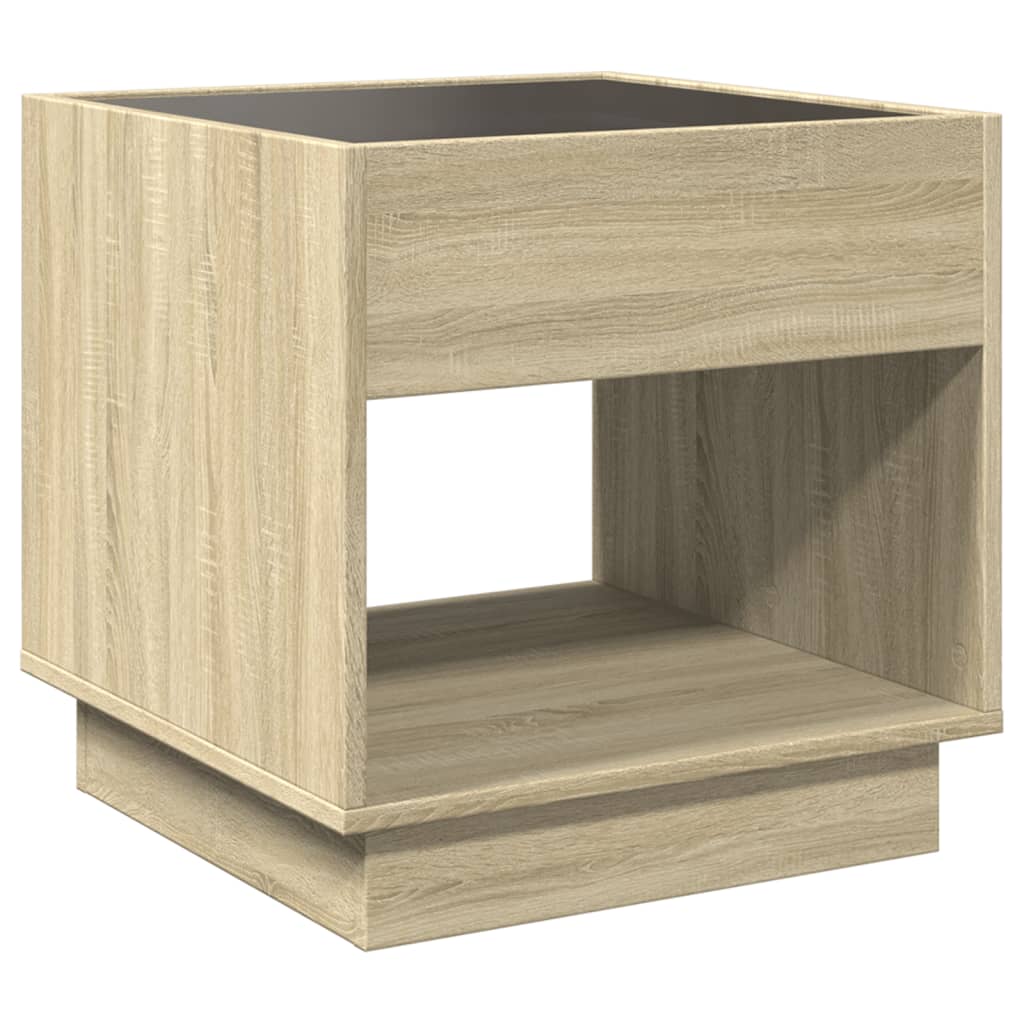 Tavolino da Salotto con LED Infinity Rovere Sonoma 50x50x50 cm | homemem39