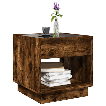 Tavolino da Salotto con LED Infinity Rovere Fumo 50x50x50 cm | homemem39