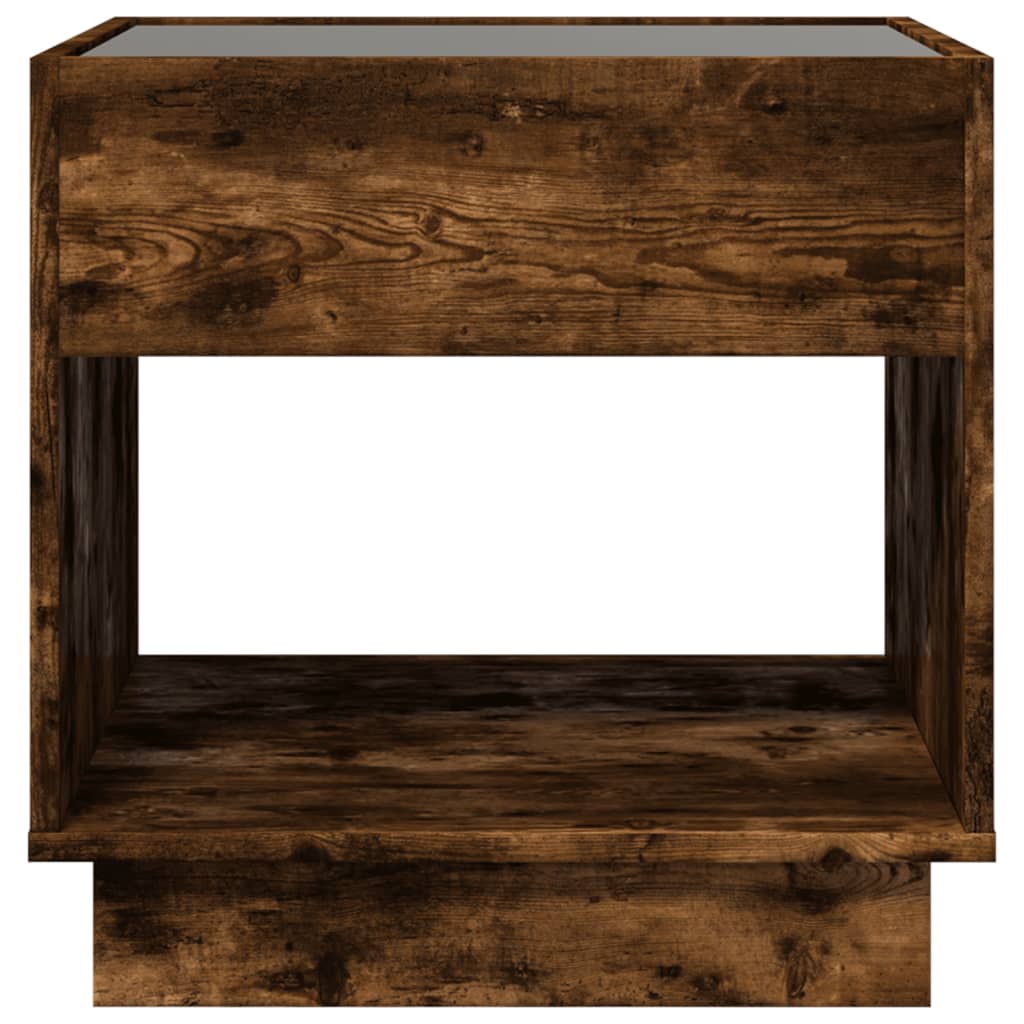 Tavolino da Salotto con LED Infinity Rovere Fumo 50x50x50 cm | homemem39