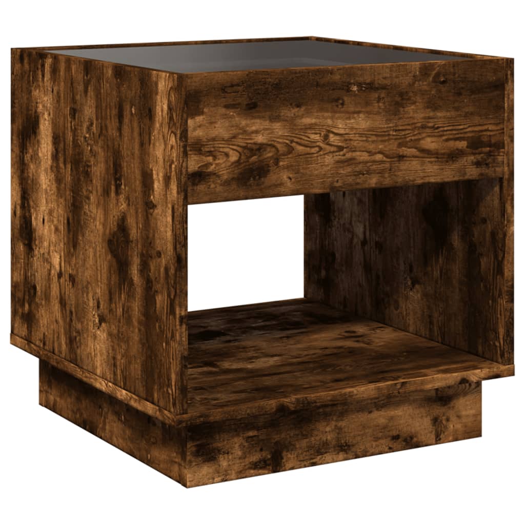 Tavolino da Salotto con LED Infinity Rovere Fumo 50x50x50 cm | homemem39