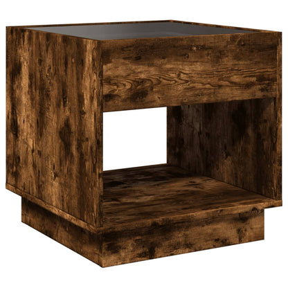 Tavolino da Salotto con LED Infinity Rovere Fumo 50x50x50 cm | homemem39
