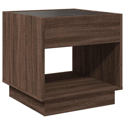 Tavolino da Salotto con LED Infinity Rovere Marrone 50x50x50 cm