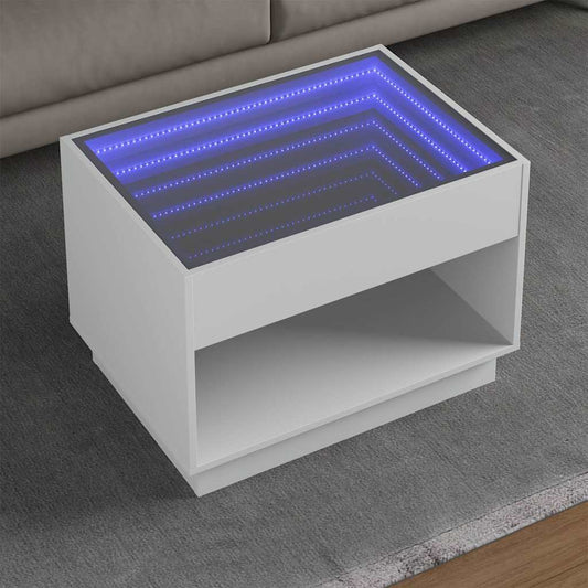 Tavolino da Salotto con LED Infinity Bianco 70x50x50 cm | homemem39