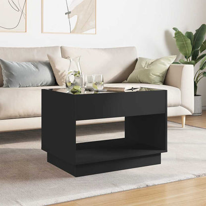 Tavolino da Salotto con LED Infinity Nero 70x50x50 cm