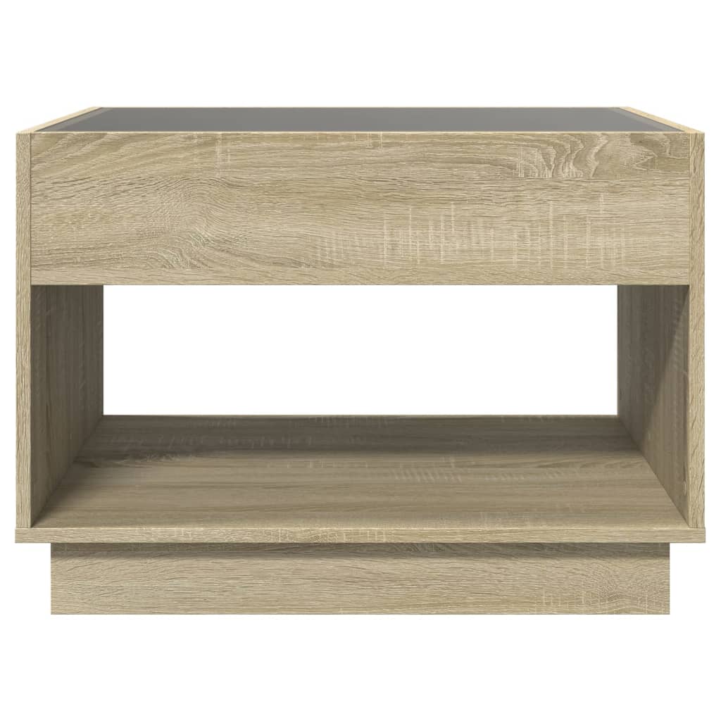 Tavolino da Salotto con LED Infinity Rovere Sonoma 70x50x50 cm