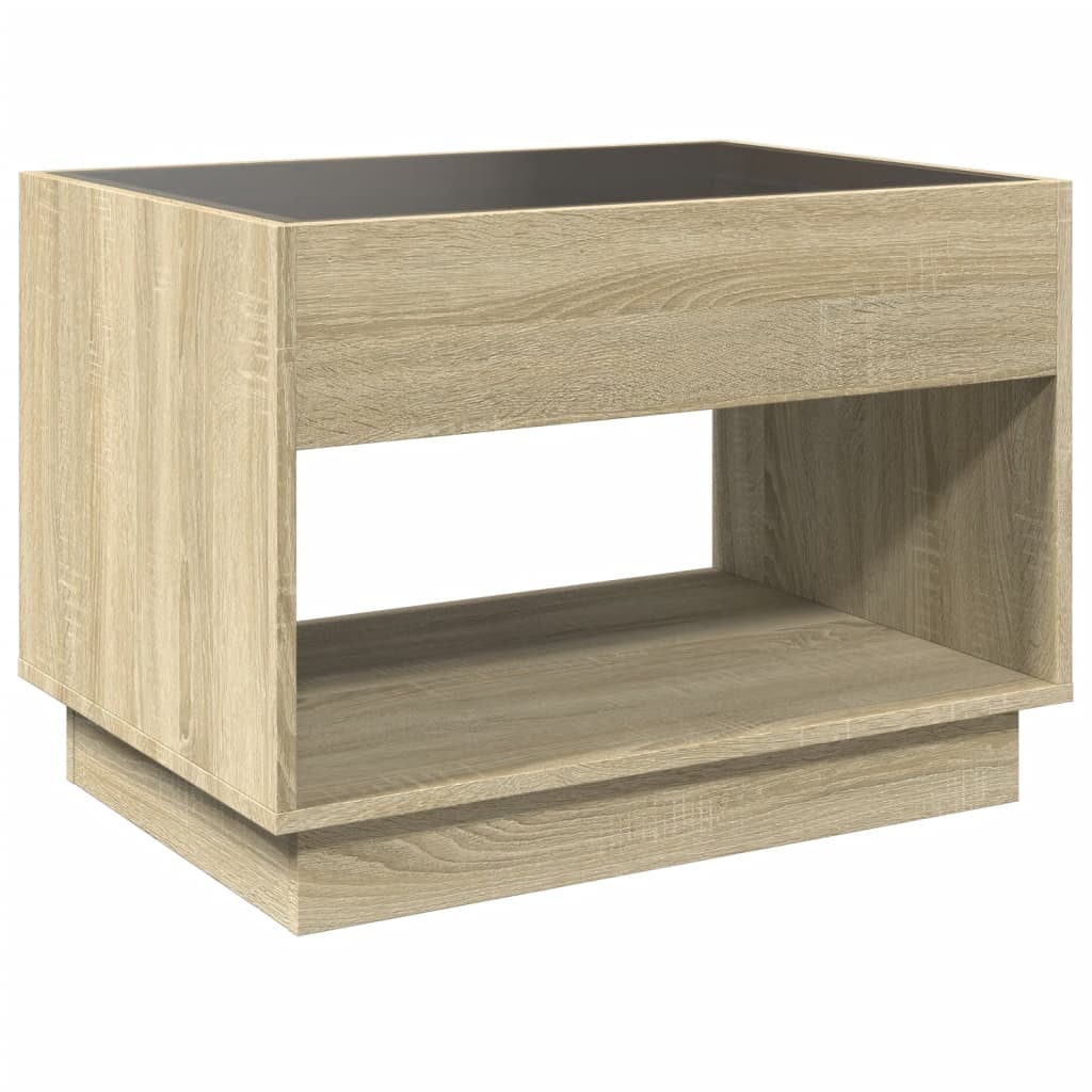 Tavolino da Salotto con LED Infinity Rovere Sonoma 70x50x50 cm
