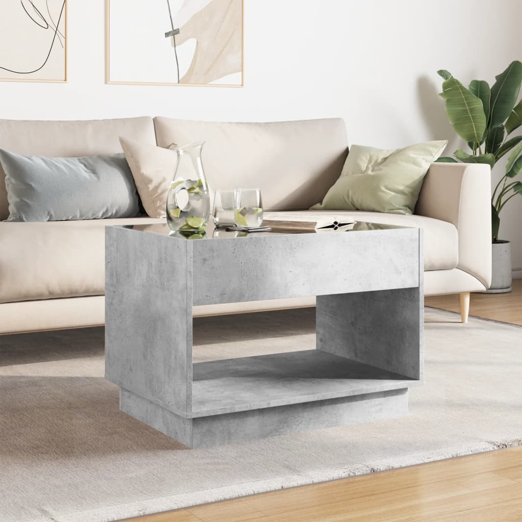 Tavolino da Salotto con LED Infinity Grigio Cemento 70x50x50 cm | homemem39