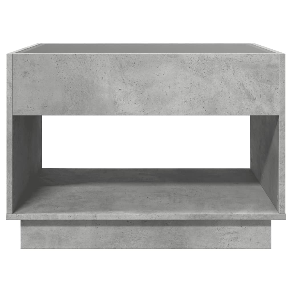Tavolino da Salotto con LED Infinity Grigio Cemento 70x50x50 cm | homemem39