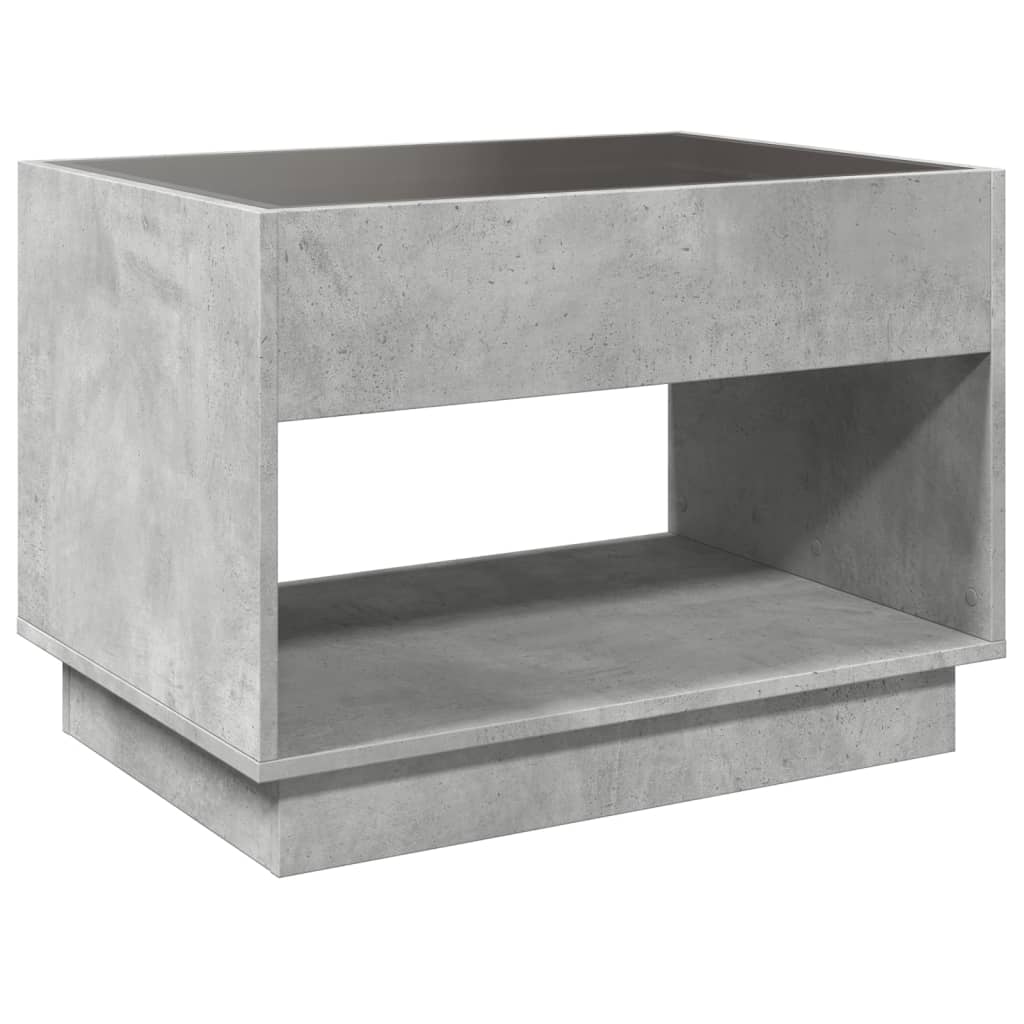 Tavolino da Salotto con LED Infinity Grigio Cemento 70x50x50 cm