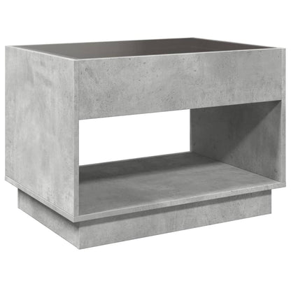 Tavolino da Salotto con LED Infinity Grigio Cemento 70x50x50 cm