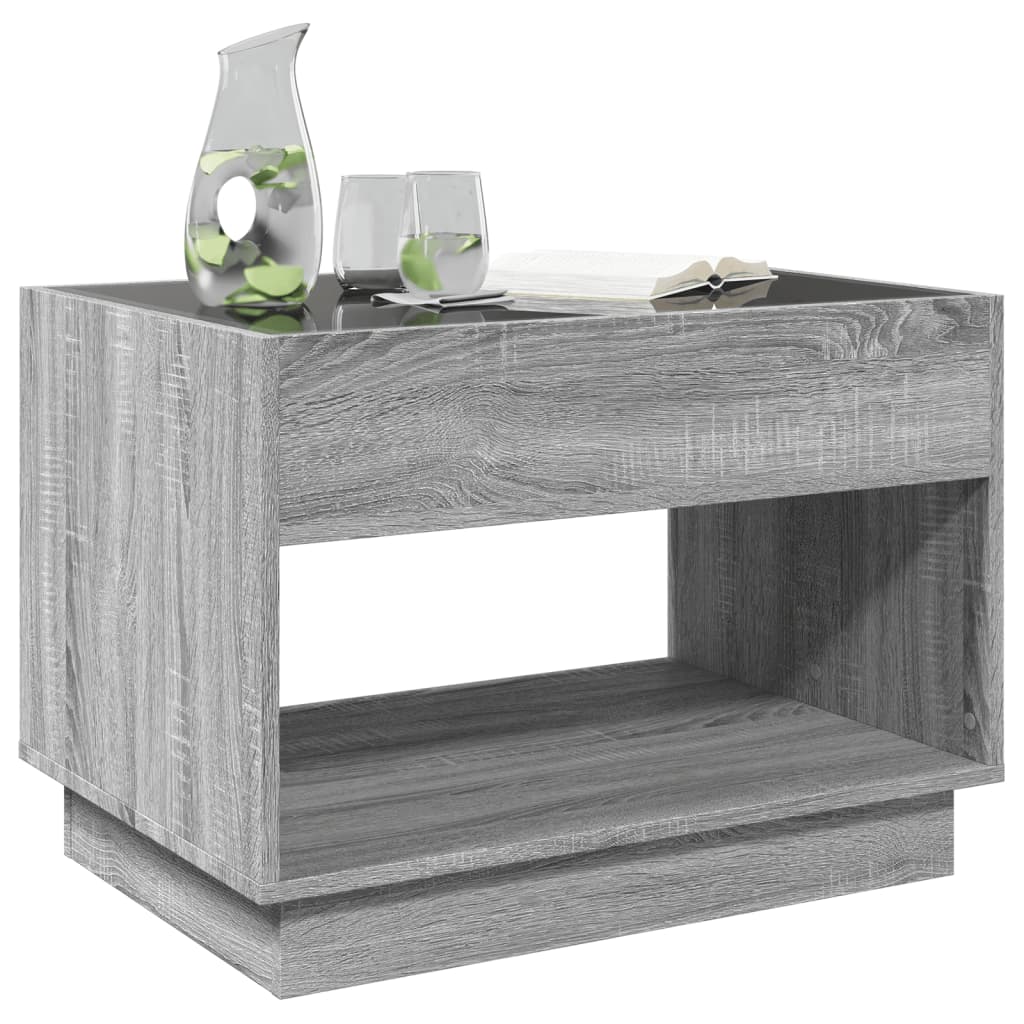 Tavolino da Salotto con LED Infinity Grigio Sonoma 70x50x50 cm