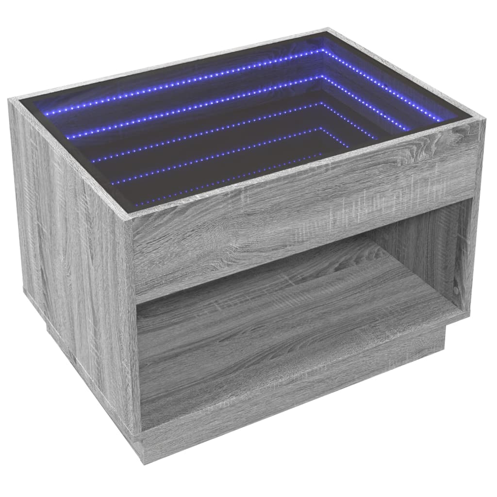 Tavolino da Salotto con LED Infinity Grigio Sonoma 70x50x50 cm | homemem39