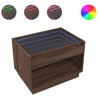 Tavolino da Salotto con LED Infinity Rovere Marrone 70x50x50 cm | homemem39