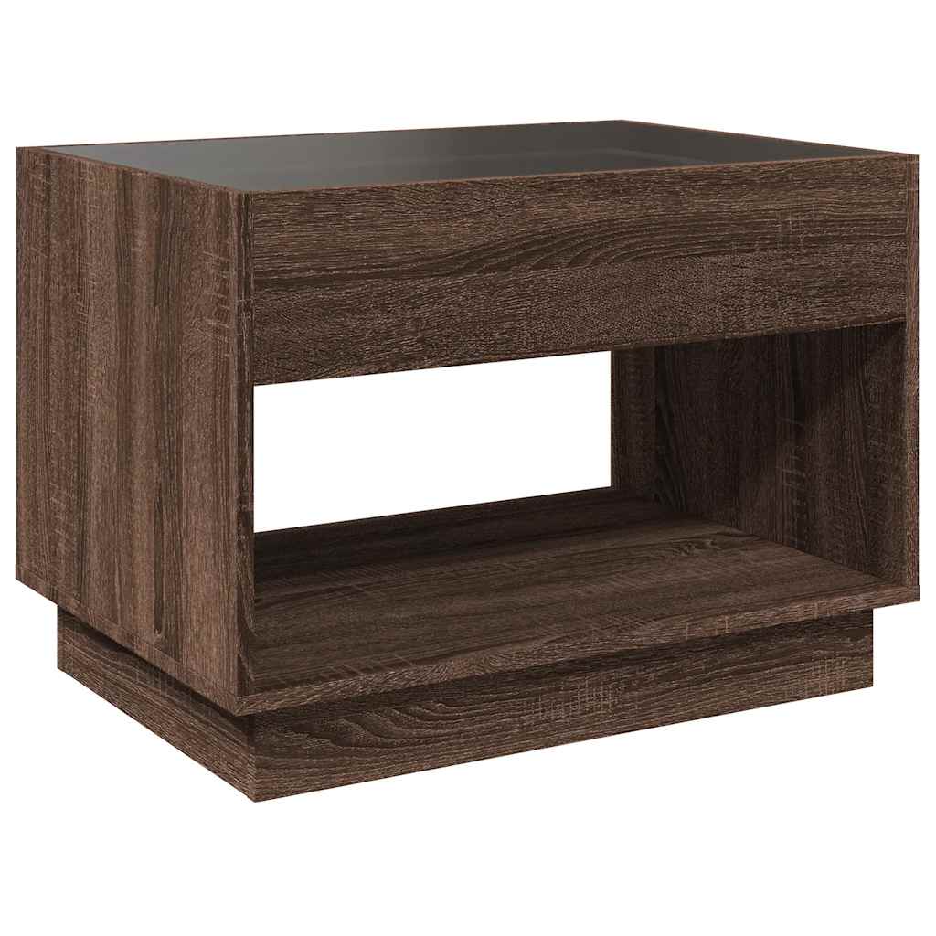 Tavolino da Salotto con LED Infinity Rovere Marrone 70x50x50 cm | homemem39