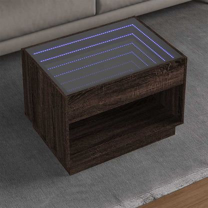 Tavolino da Salotto con LED Infinity Rovere Marrone 70x50x50 cm | homemem39