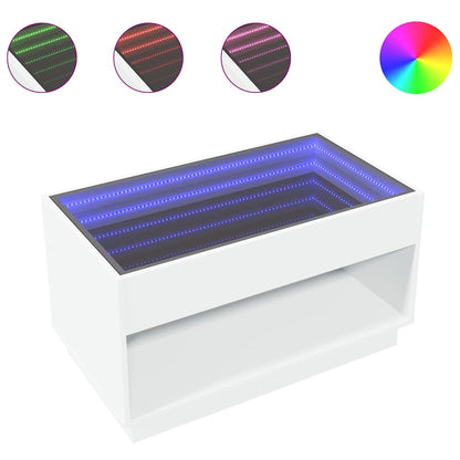 Tavolino da Salotto con LED Infinity Bianco 90x50x50 cm