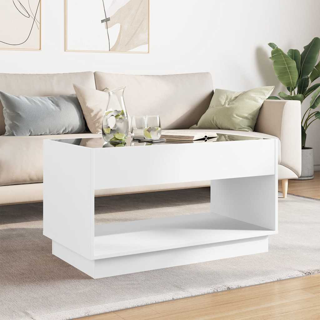 Tavolino da Salotto con LED Infinity Bianco 90x50x50 cm