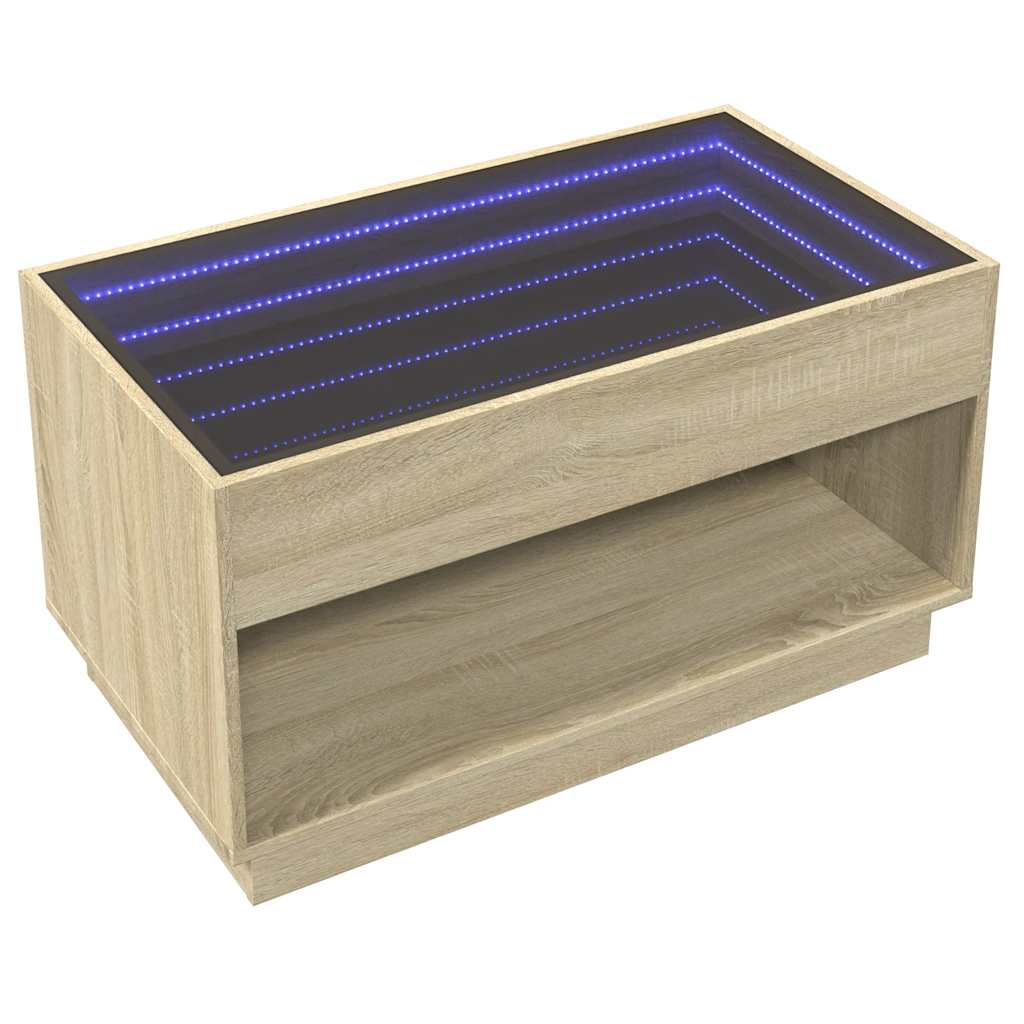 Tavolino da Salotto con LED Infinity Rovere Sonoma 90x50x50 cm | homemem39