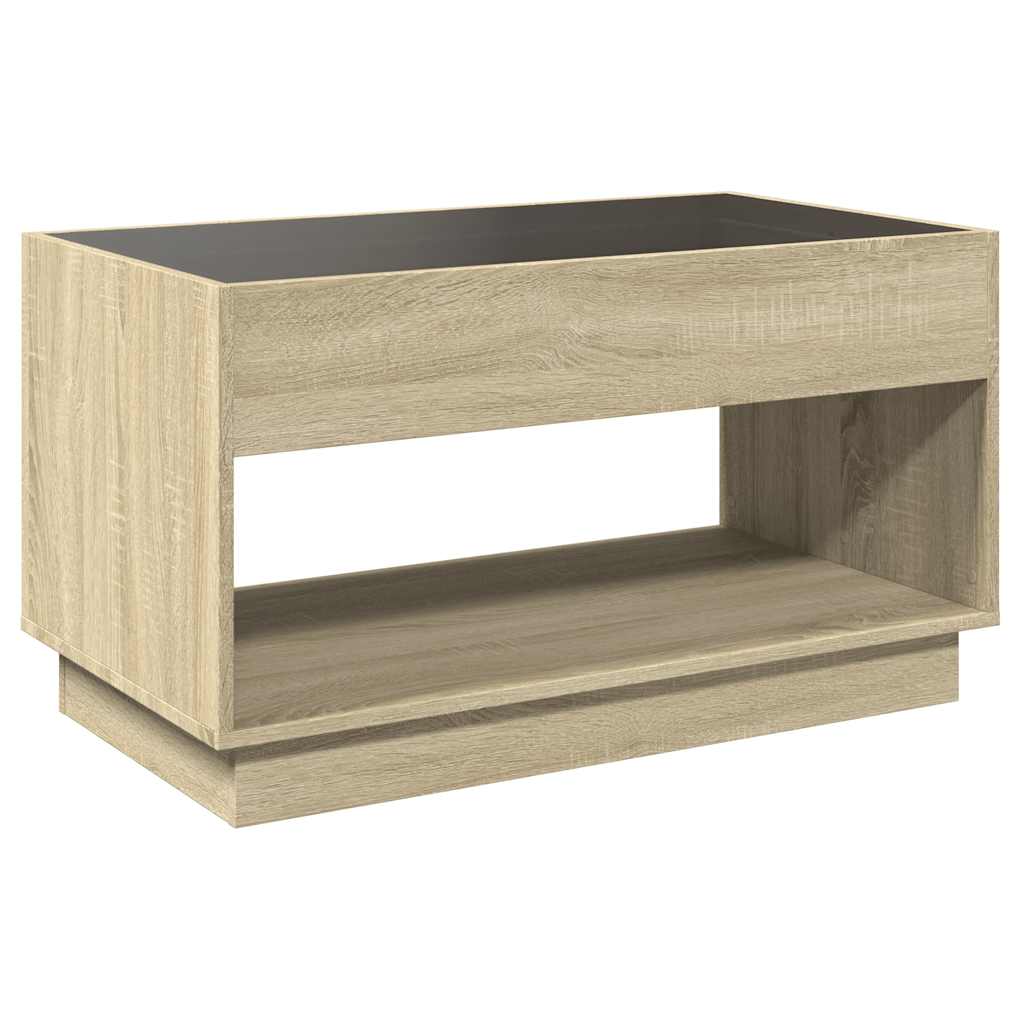 Tavolino da Salotto con LED Infinity Rovere Sonoma 90x50x50 cm | homemem39