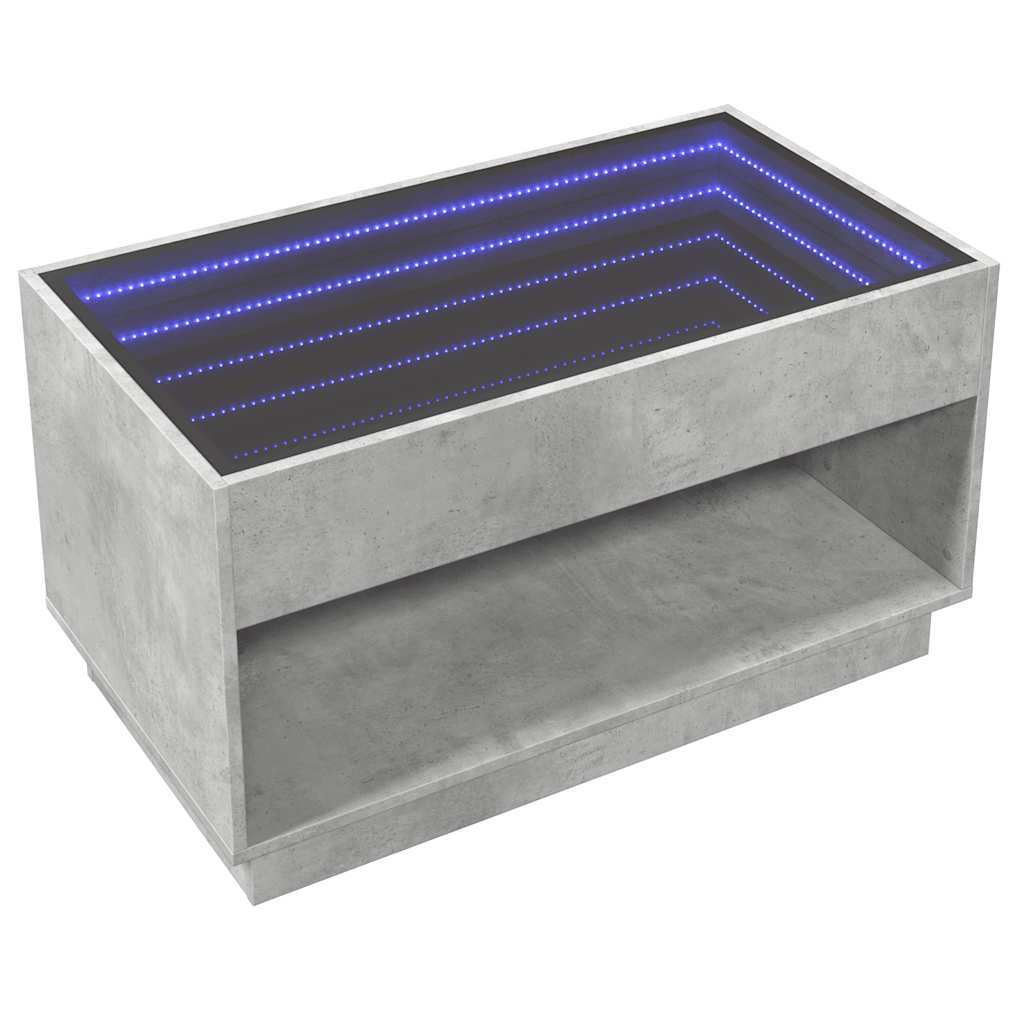 Tavolino da Salotto con LED Infinity Grigio Cemento 90x50x50 cm | homemem39
