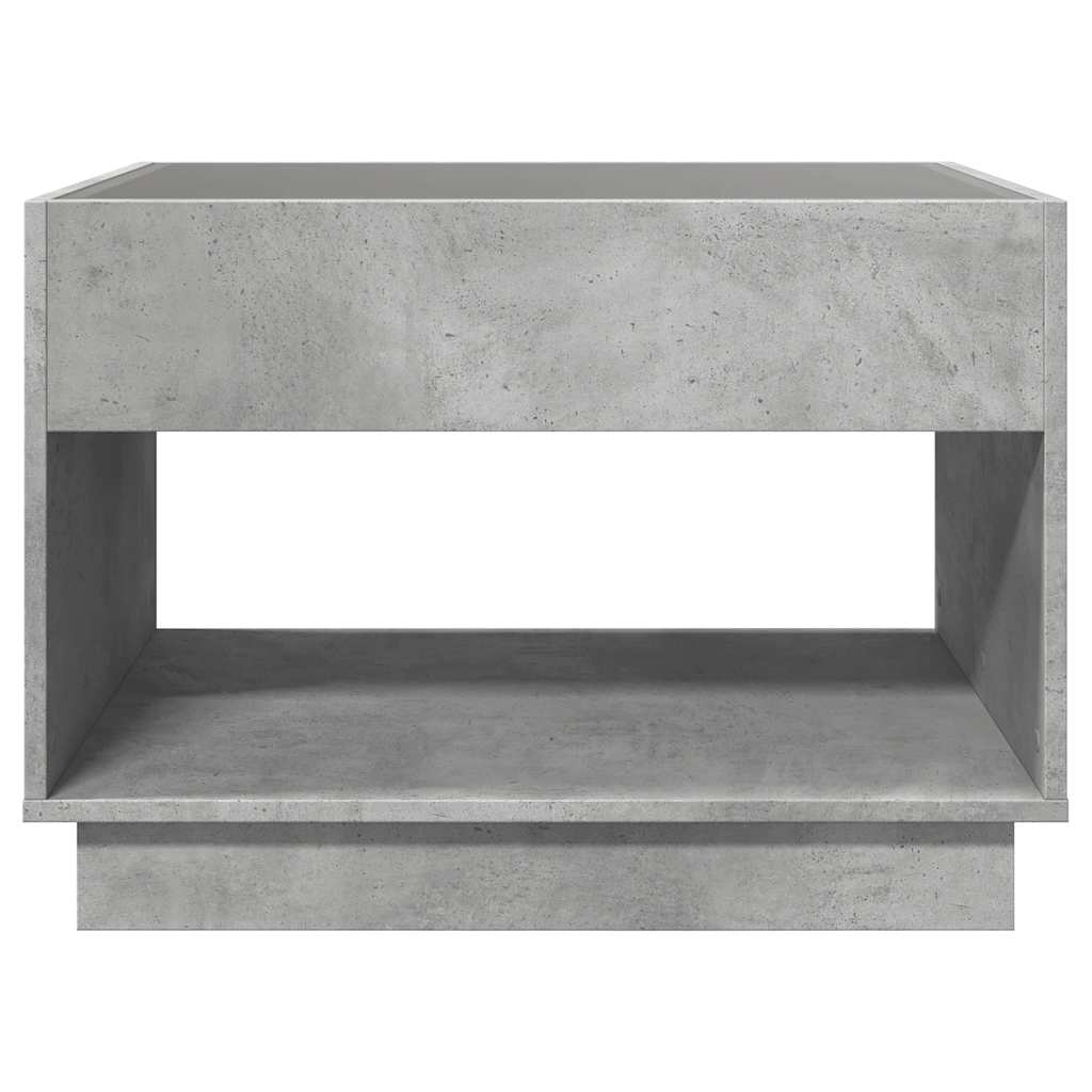 Tavolino da Salotto con LED Infinity Grigio Cemento 90x50x50 cm | homemem39