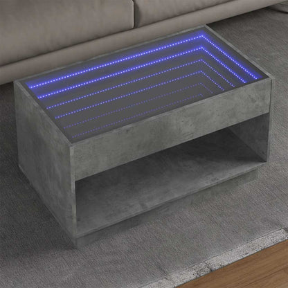 Tavolino da Salotto con LED Infinity Grigio Cemento 90x50x50 cm | homemem39