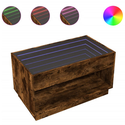 Tavolino da Salotto con LED Infinity Rovere Fumo 90x50x50 cm | homemem39
