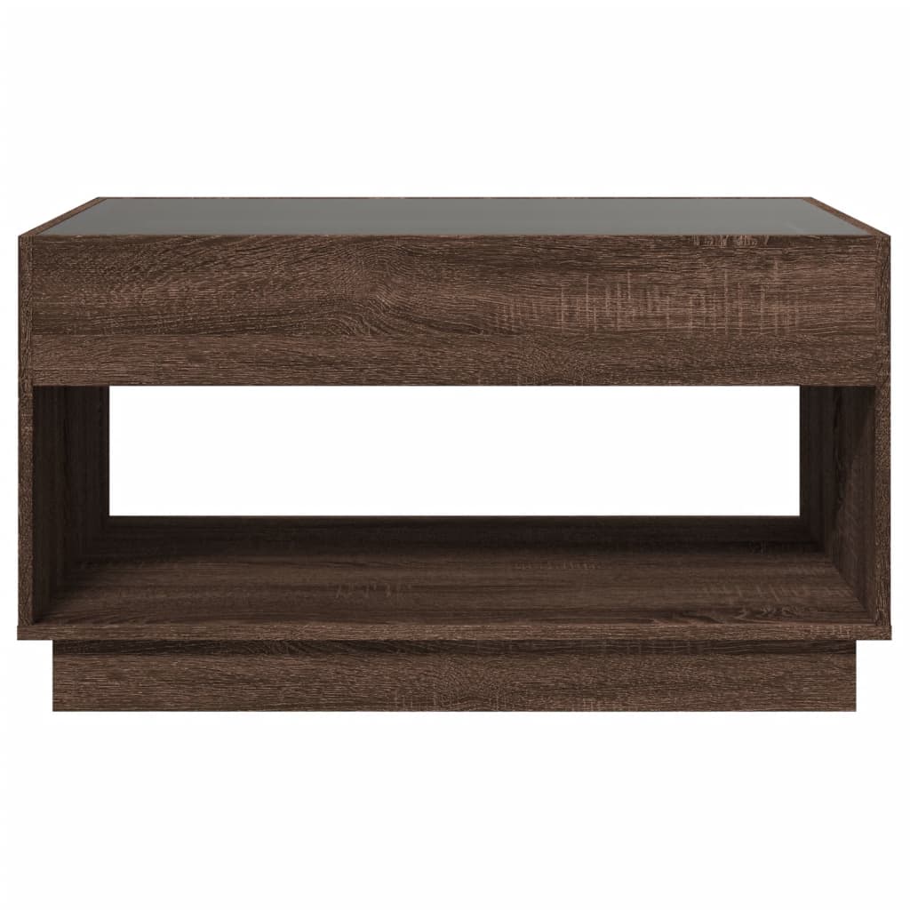Tavolino da Salotto con LED Infinity Rovere Marrone 90x50x50 cm | homemem39