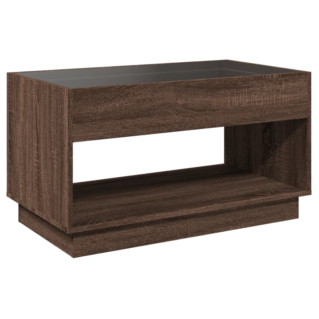 Tavolino da Salotto con LED Infinity Rovere Marrone 90x50x50 cm | homemem39