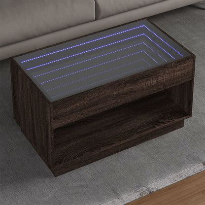 Tavolino da Salotto con LED Infinity Rovere Marrone 90x50x50 cm | homemem39