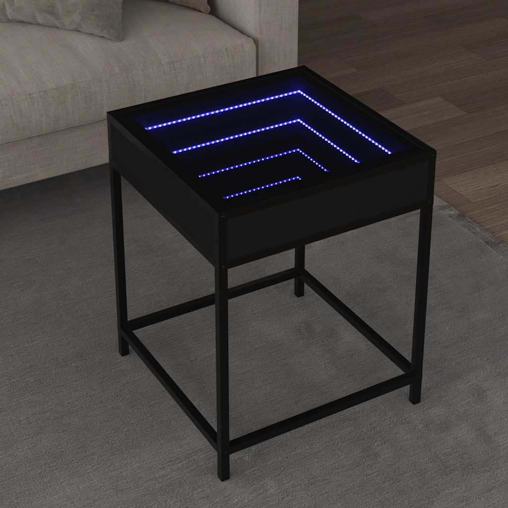 Tavolino da Salotto con LED Infinity Nero 40x40x51 cm | homemem39